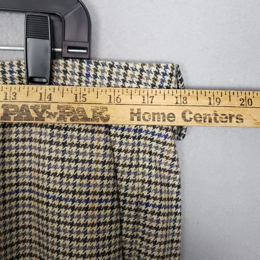 Bonobos Size 34 Wool Trouser Pants Cream Blue Houndstooth Plaud Dark Academia
